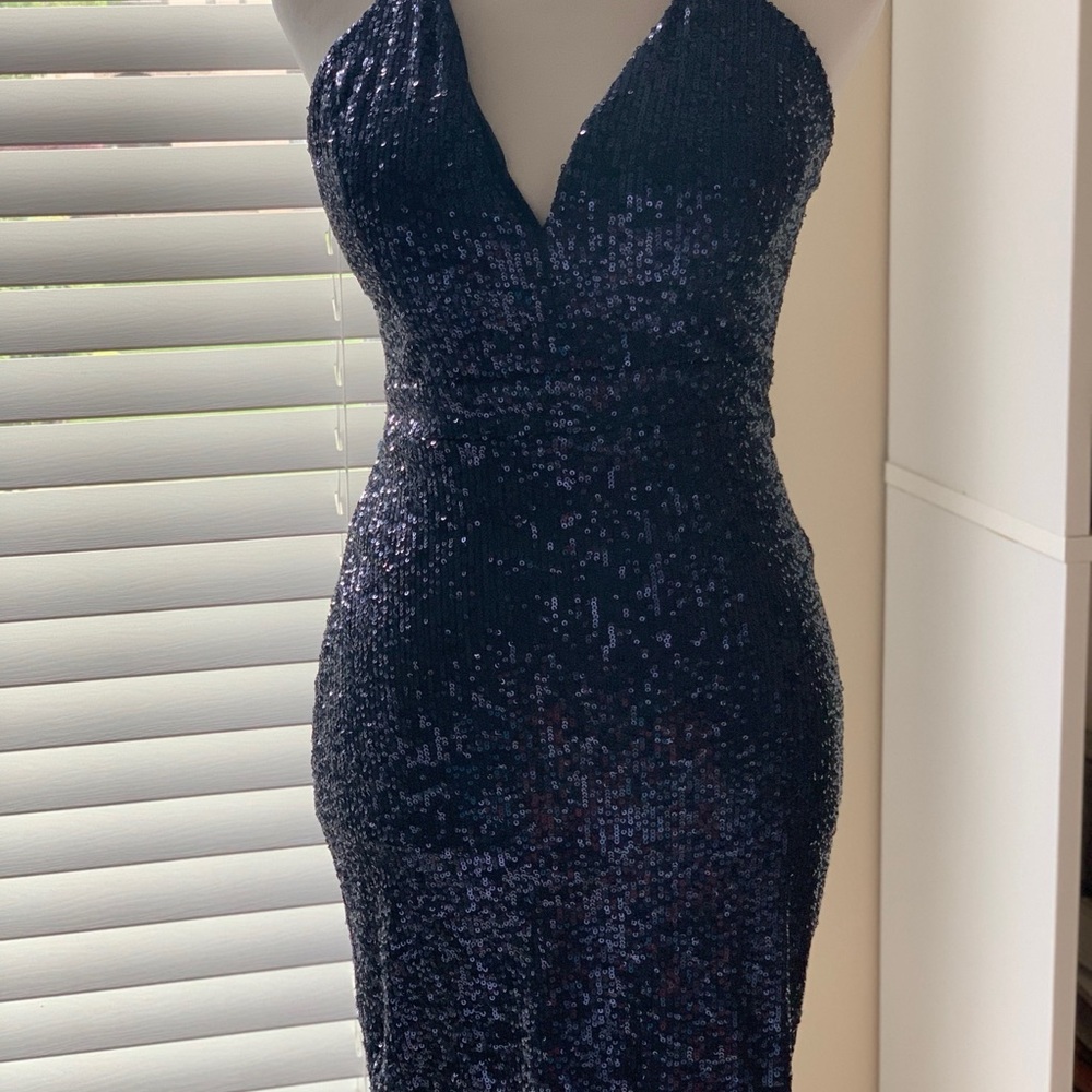 Honey and Rosie Blue Sequin Bodycon Dress